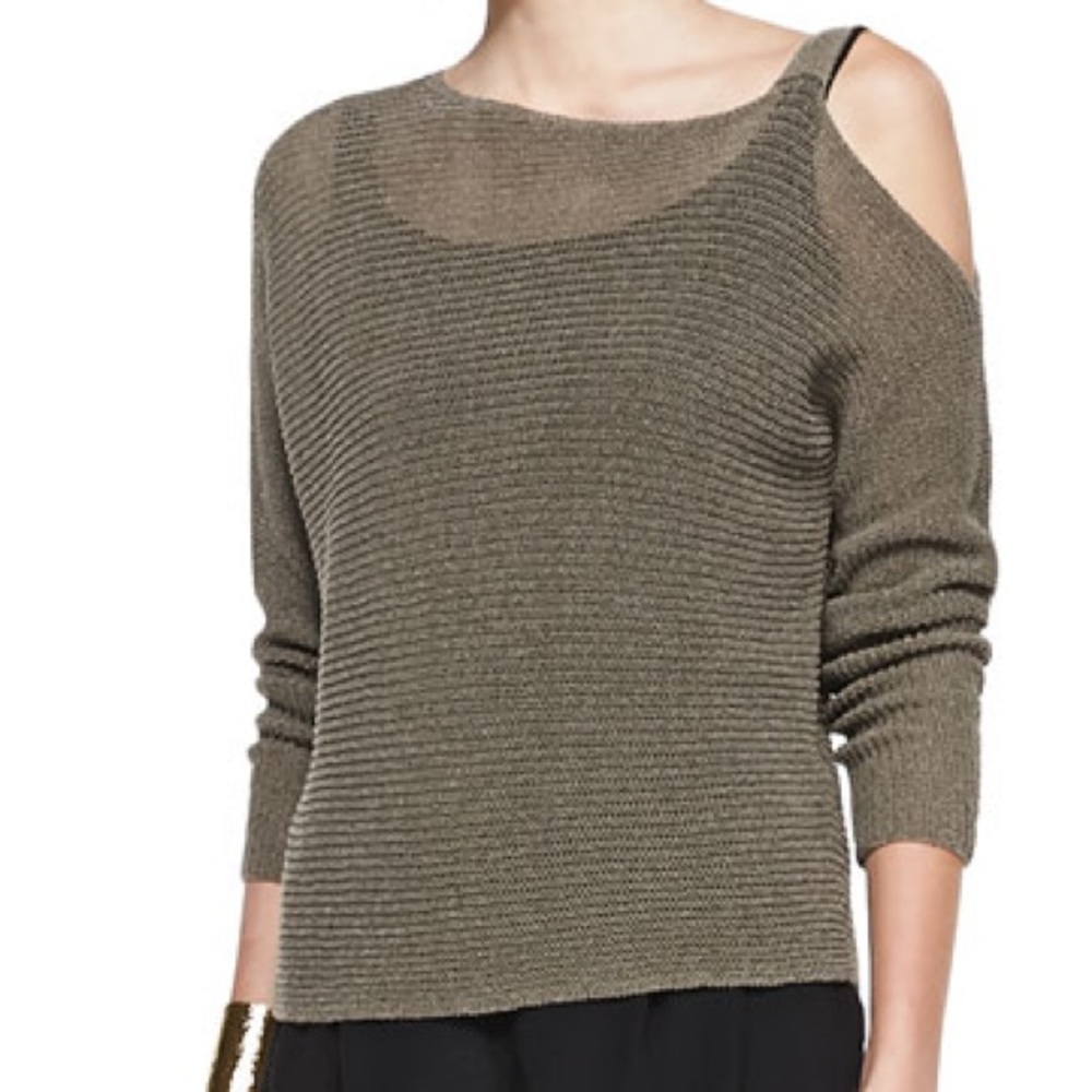 NWT Eileen Fisher Ribbed Linen Cold Shoulder Top